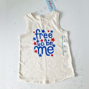 🔴 3 for $15 CAT & JACK Free To Be Me Patriotic Sleeveless Tank Top Shirt 4T NWT
